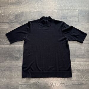 Cable & Gauge Black Mock Neck Short Sleeve Top